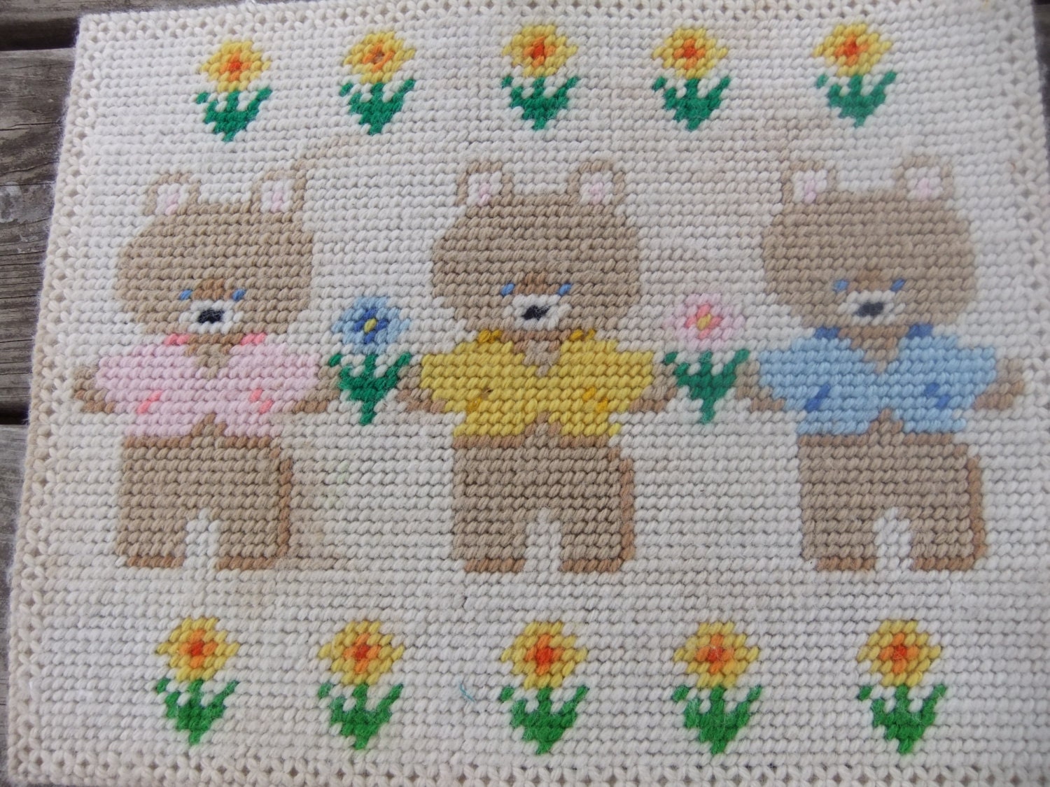 Teddy Bear Cross-stitch wall hanging