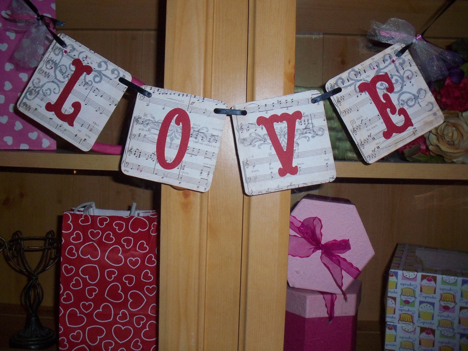 LOVE Garland  Banner Wedding Party Decoration Sheet Music Sweet & Romantic Photo Prop