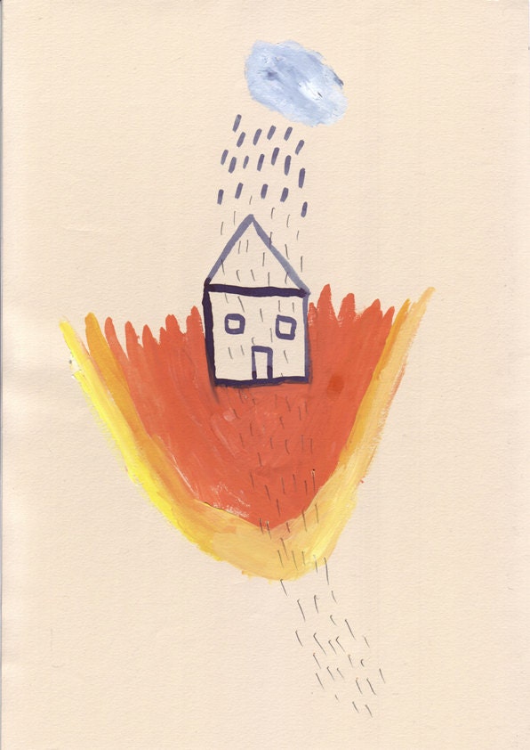 Rainy Fire House (A4 original drawing)