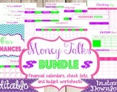 INSTANT DOWNLOAD and EDITABLE- 21 Editable Pdf Documents- Financial PRiNtAbLeS- Money Talks Bundle