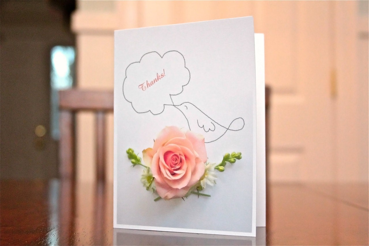 Thank you card, thank you greeting, thanks card, thanks notecard, bird card, bird notecard