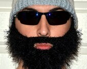 Beard Beanie, Knitted Beard Hat, Adult Size, All Colors, Bearded Beanie, Bearded Hat, Bearded Cap