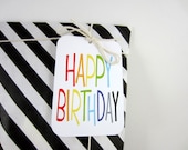 Gift Tags, Happy Birthday Tag, Rainbow Tags, Hang Tags, Wrapping Supplies - set of 12