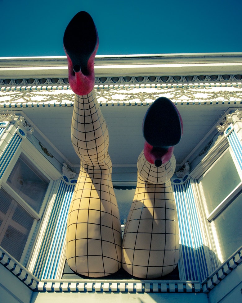 Stockings - Legs - San Francisco - Haight Ashbury- Bay Area - Red Shoes - Fishnets - California - West Coast - 8 x 10 Print - Fine Art Photo
