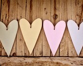 PASTEL HEARTS - Set of 4 rustic wooden hearts painted, wedding photo prop, wood heart, engagement photo prop, kids room decor