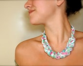Fabric Statement Necklace - Pastel Bohemian Flowers
