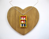 Tea Shop Bookshelf Necklace - Book Jewelry by Coryographies (Made to Order)