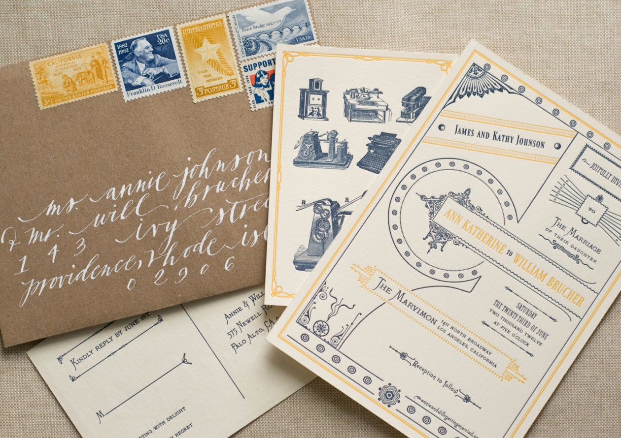 Sample Pack: Letterpress Wedding Invitations (a three piece sampling of Spoon&Sailor's letterpress printed wedding ephemera)