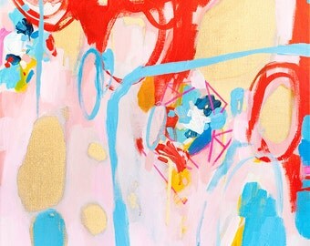 Summer at Versailles, Original Abstract Acrylic Painting on Stretched Canvas