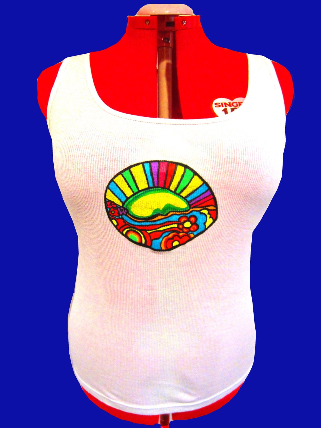 Women's T-Shirts, Women's Tank Top, Funky Handpainted T-Shirt, Boho T-Shirt, 100% Cotton