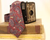 Vintage Necktie / Cupid, Pink Hearts Valentine / Unisex / RubyRed, Blue Paisley
