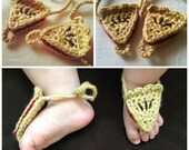 Piggy Pies Baby Barefoot Sandals - Cherry Pie fits 0-3 months - Hand Crochet Booties- Spring and Summer Special