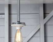 Industrial Lighting - Drop Pendant Pipe Light - Ceramic Bare Bulb Lamp