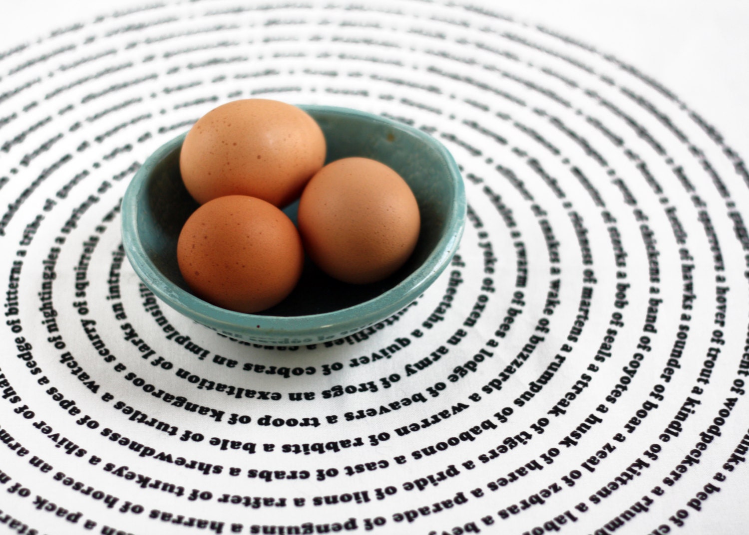 Tea Towel - Animal Collective Nouns Screen Printed Organic Cotton Towel -  kitchen dish towel - eco friendly, typography
