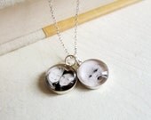 Two Small Photo Pendants - Custom Family Necklace 1/2 inch Charm Pair in Sterling Silver Modern Valentine Mothers Day