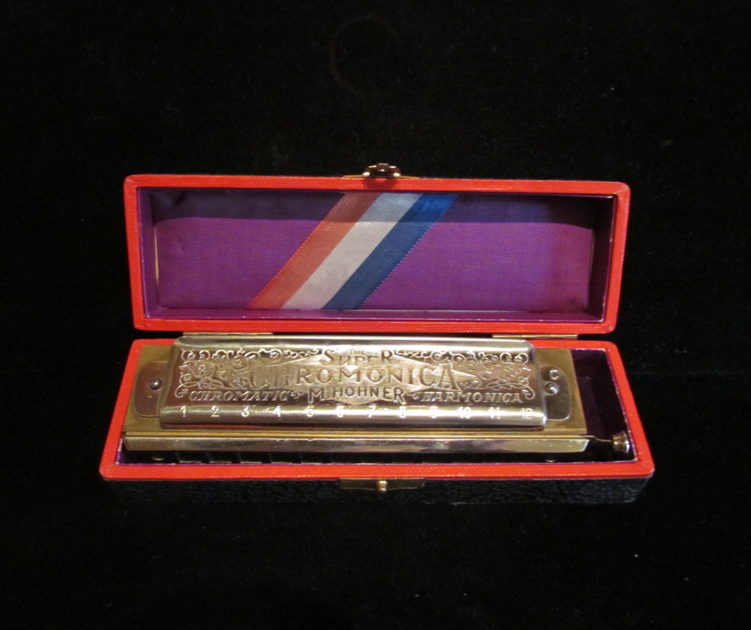 Vintage 1930's Harmonica M. Hohner Harmonica Super Chromonica Harmonica  Key Of C Vintage Harp Original Box EXCELLENT CONDITION
