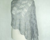 Gray hand knit shawl, lace shawl, knit scarf, knit stole, shawl wrap, women shawl, silver shawl, shawl payette, spring modern clothing