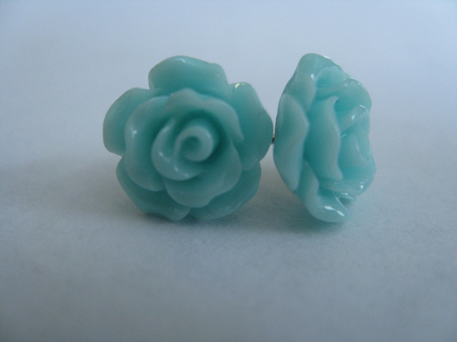 Aqua Blue Dainty Flower Stud Earrings