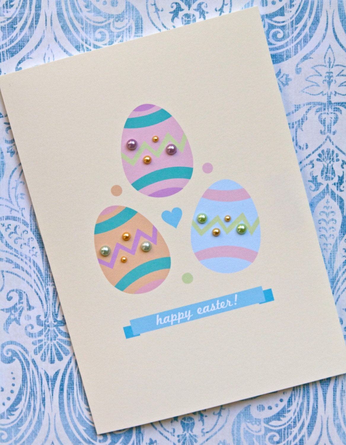 Happy Easter Egg Embellished Greeting Card
