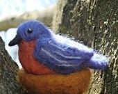 Needle Felted Bluebird - Spring Bird Decoration - Woodland Animal Toy - Waldorf Inspired