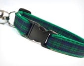 Cat Collar - "Hot for Teacher" - Blue & Emerald Green Tartan