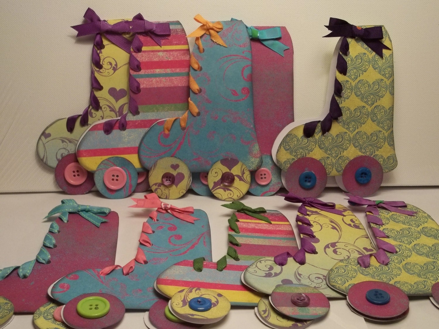 Custom Made to order 10 invitations Roller skating skates derby cards birthday party