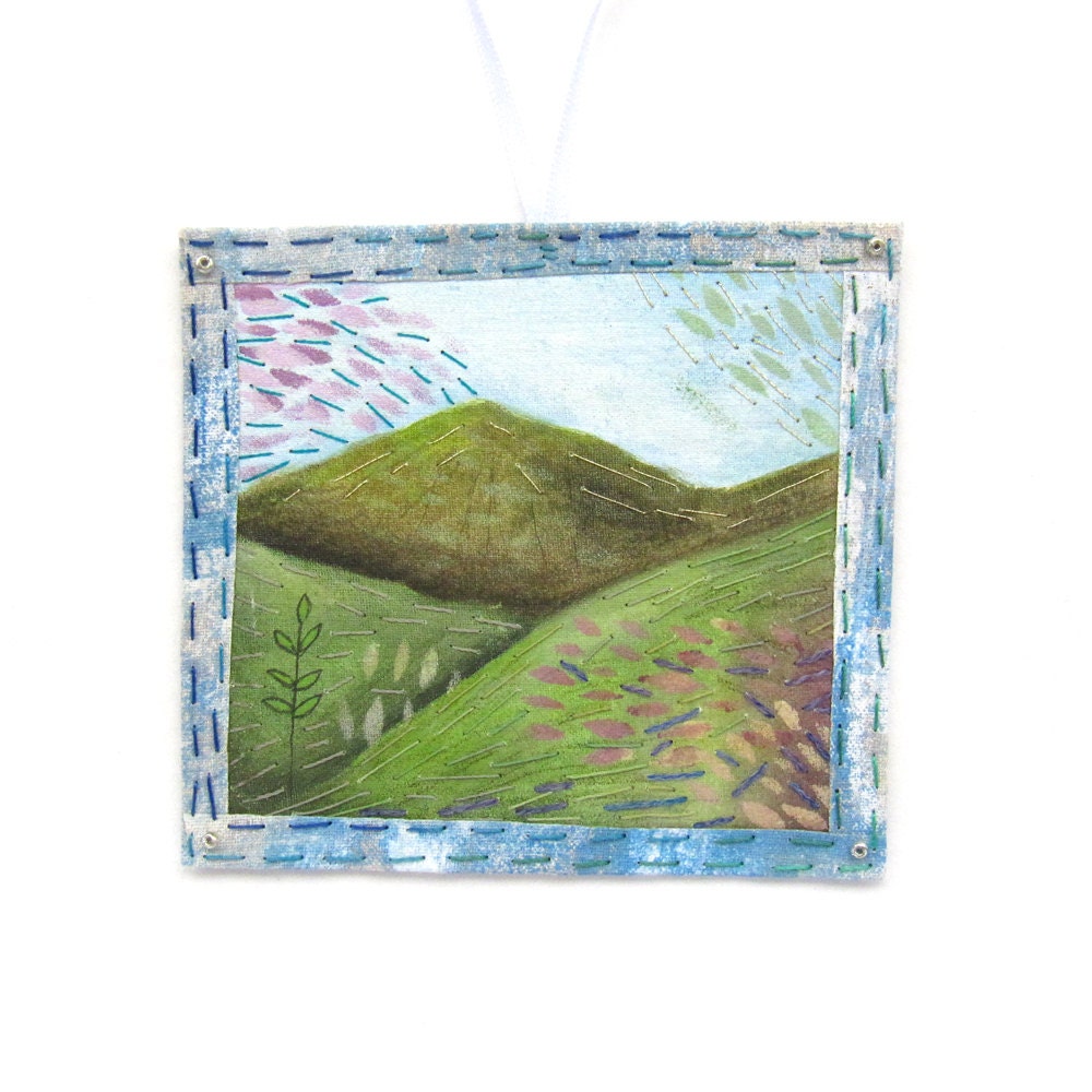 Summer Landscape - Small Hand Stitched Embroidery/ Quilt/ Textile Art/ Decoration