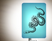 Snake Nightlight on Aqua Blue Fused Glass Night Light - Gift for Baby Shower or Nature Lover by Happy Owl Glass - Year of the Snake