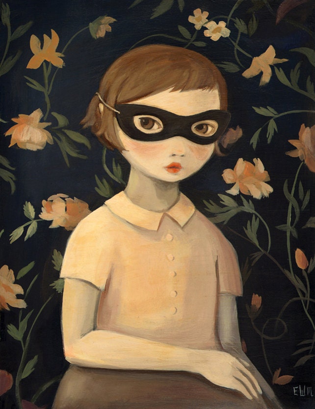 Masked Evaline with Floral Wallpaper Print 8x10