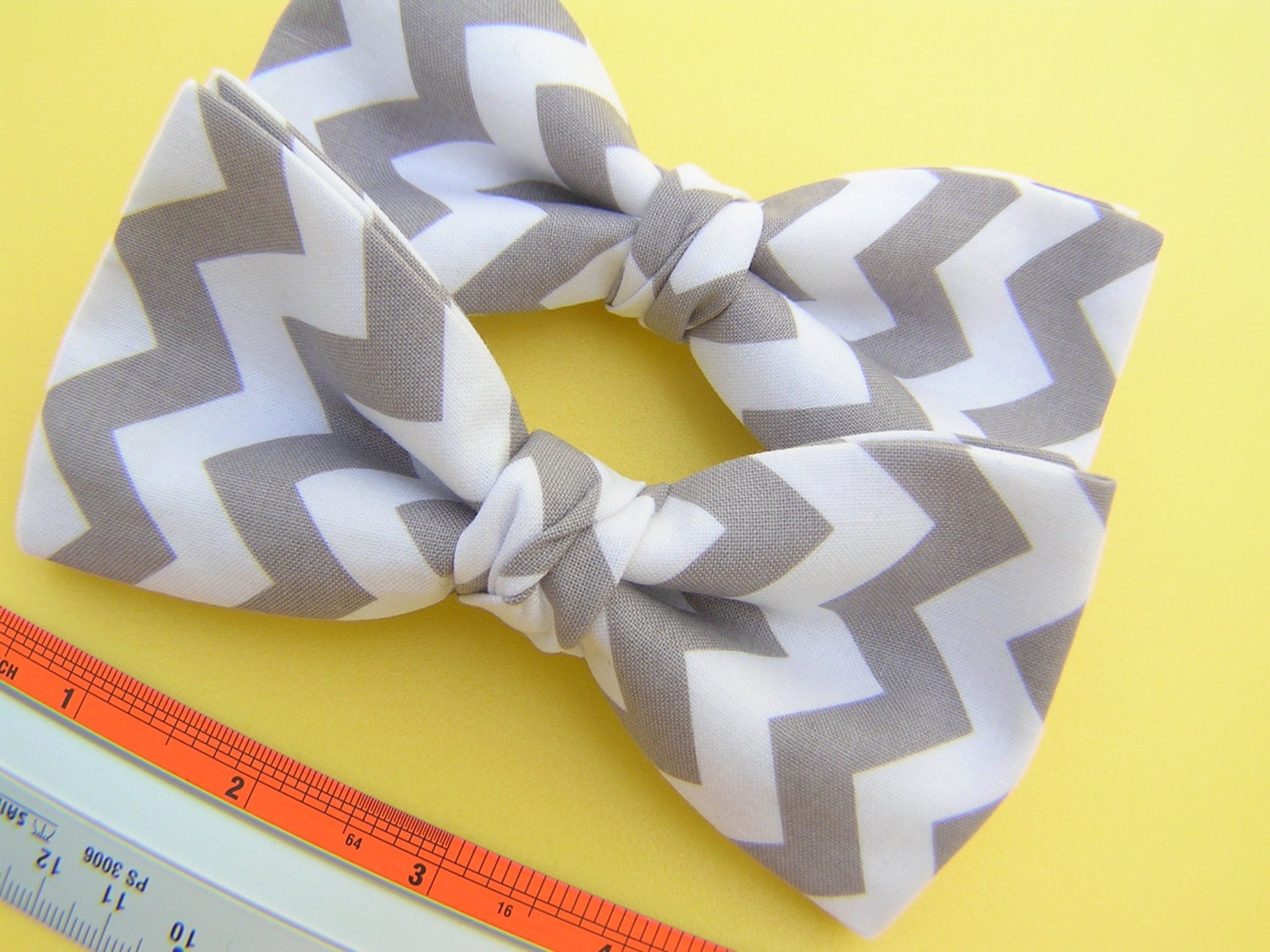 Mens bow ties, clip on, groomsmen, handmade, wedding, gift - Small chevron gray
