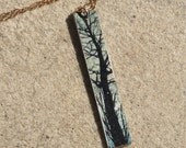 Blue Tree Necklace on Gold Filled Chain
