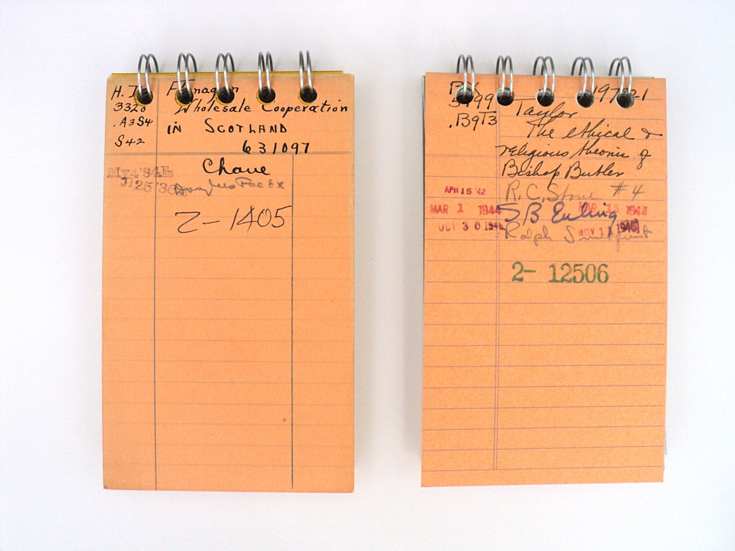 Vintage Library Card Notebook in Peach -- Teacher Gift, Librarian Gift, Reader Gift