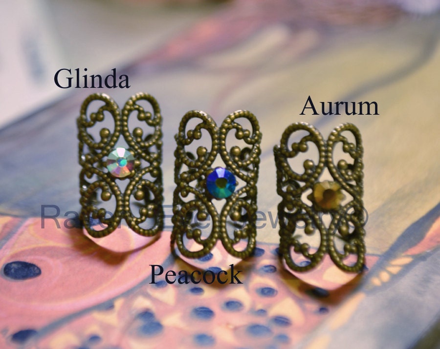 Baroque Filigree Ear Cuff  Earring Elelgant No Pierce non pierced Choose your own stone accent