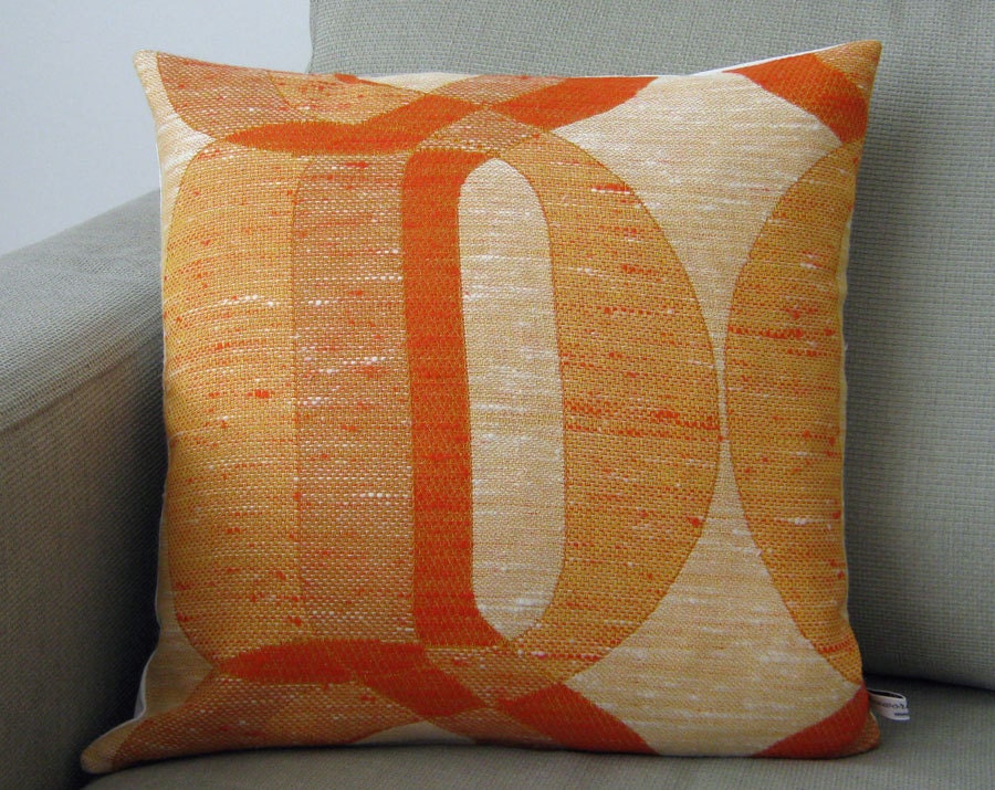 Vintage 70s Fabric Pillow Cushion - MOD Panton Orange