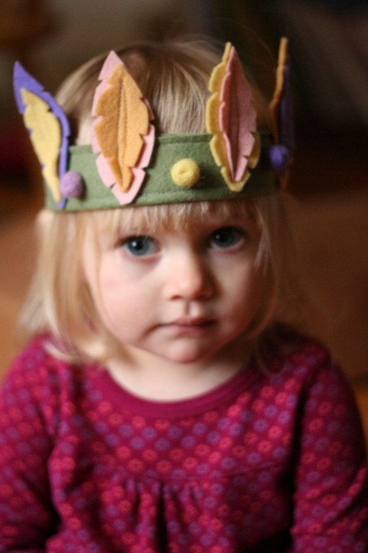 Feather  Crown - Birthday - Dress up - Play - Felted Wool Headband