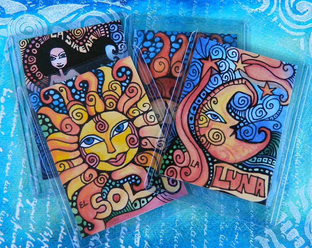 EL SOL / The Sun - Loteria Series - Artist Trading Card atc aceo