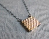 Squared. Vintage Brass and Sterling Silver Necklace