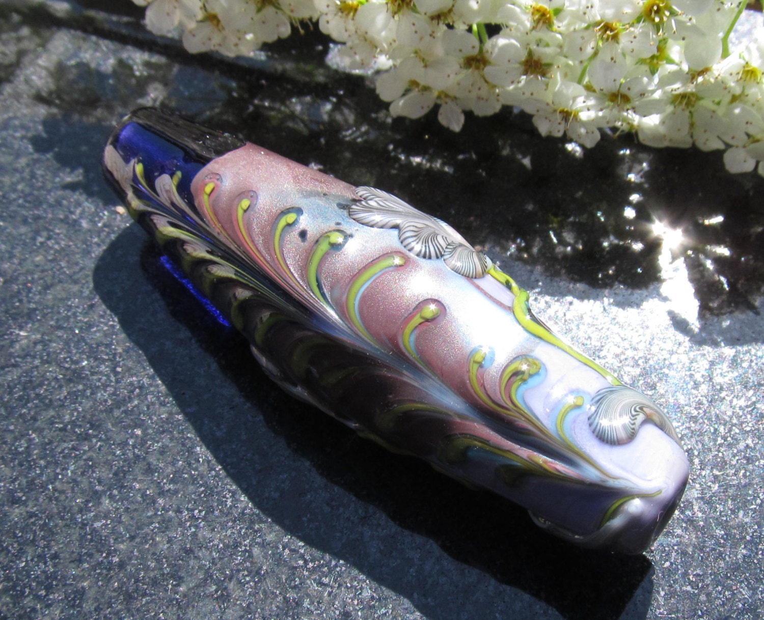 Coppermine Fern lampwork focal bead