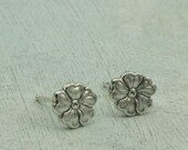 Sterling Silver Flower Stud Earrings - Floral Earrings by Kathryn Riechert