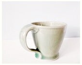 Green mug large ceramic cup - handmade pottery cozy and rustic