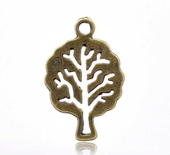 50 Antique Bronze Tree Charms Pendants 21x14mm