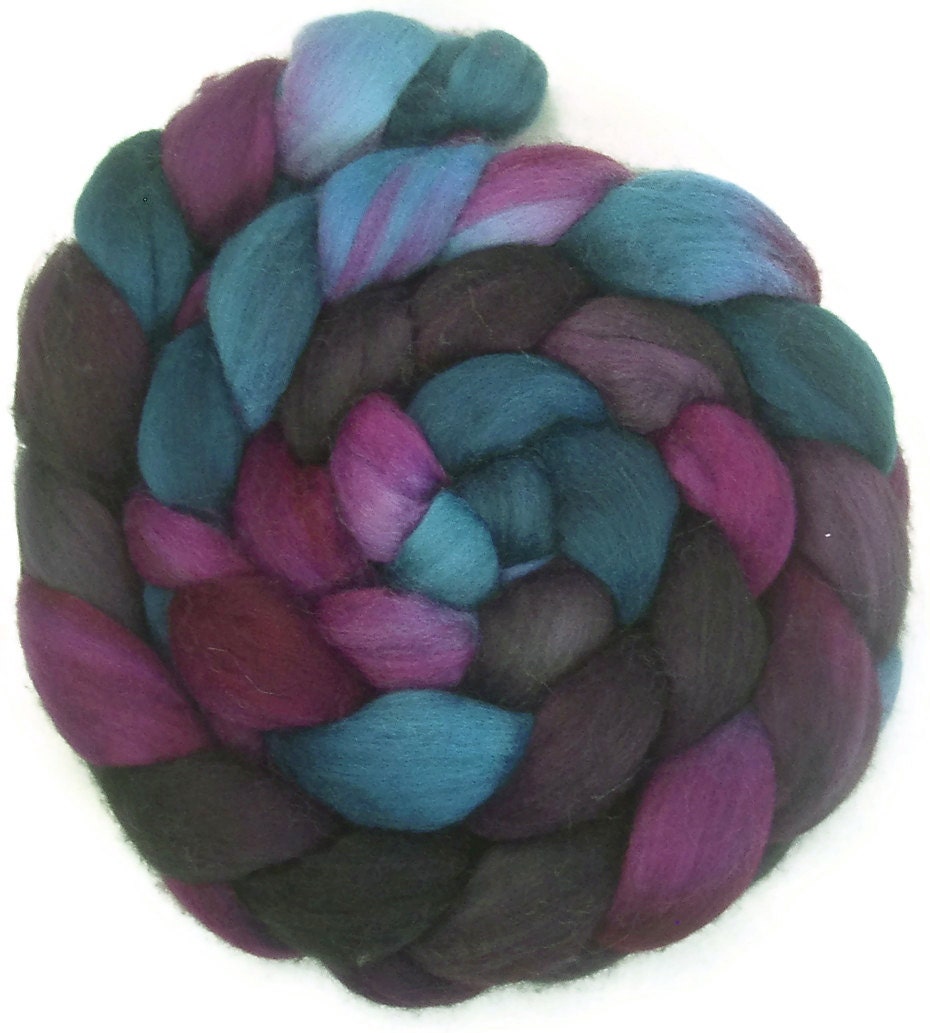 Handpainted Polwarth Wool Roving - 4 oz. TWILIGHT - Spinning Fiber