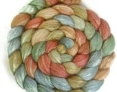 Handpainted Merino Bamboo Silk Roving - 4 oz. EARTHEN HUES - Spinning Fiber