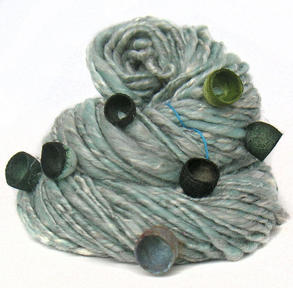Handspun Art Yarn handcarded sparkly Merino wool cotton bamboo kidmohair alpaca and silk cocoons