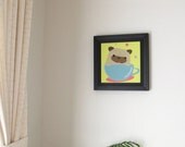 Pug in Teacup Framed Fabric Art - Wall Decor - FRAM001
