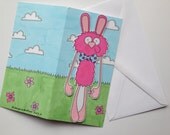 Spring friends bookmark card bunny
