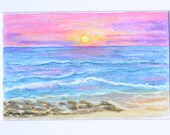 Pink Sunrise / Matted Artwork / Original Pastel painting by Maria Williams