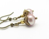 Pearl Earrings Lilac Purple Pearls Petite Earrings Dangle