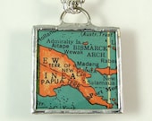 Papua New Guinea Vintage Map Pendant Necklace