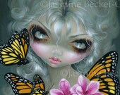 Attracting Butterflies monarch flower fairy art print by Jasmine Becket-Griffith 8x10